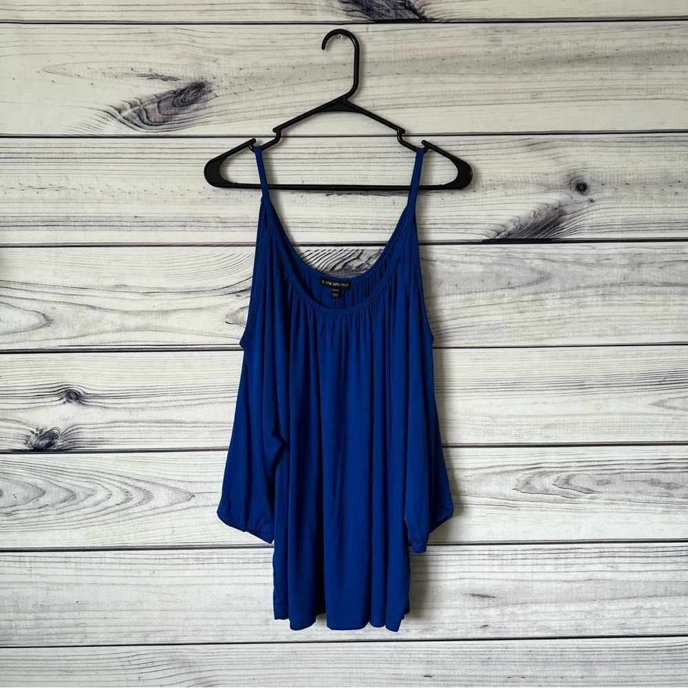 Lane Bryant Royal Blue Cold Shoulder Tank Top